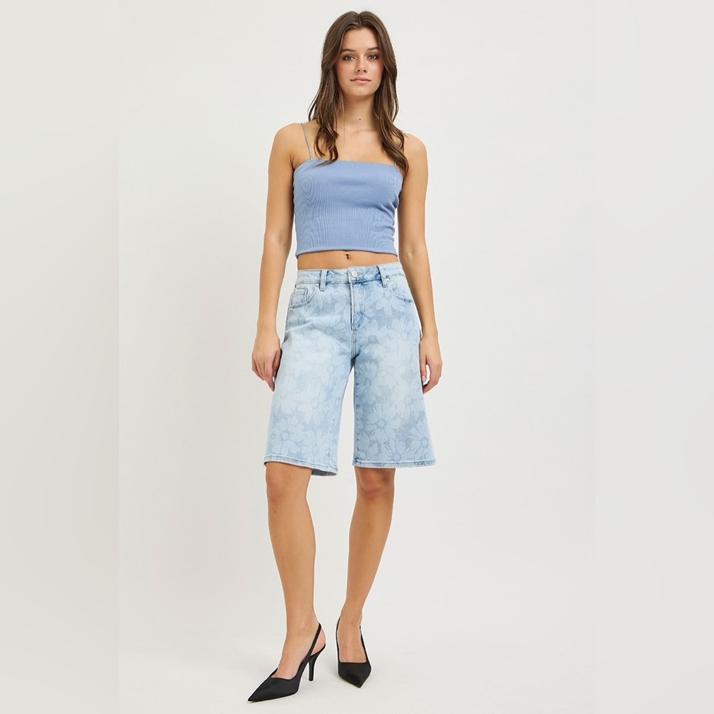 Floral Print Wide Leg Bermuda Shorts - Risen - Picture 2 of 6
